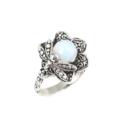 925 Ayar Gümüş Aytaşı Taşlı Yusufçuk Böcekli Yüzük - 1