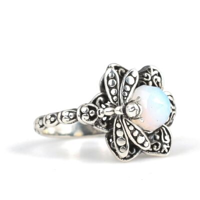 925 Ayar Gümüş Aytaşı Taşlı Yusufçuk Böcekli Yüzük - 2