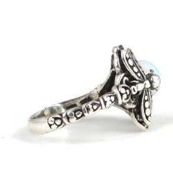 925 Ayar Gümüş Aytaşı Taşlı Yusufçuk Böcekli Yüzük - 3