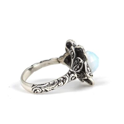 925 Ayar Gümüş Aytaşı Taşlı Yusufçuk Böcekli Yüzük - 5