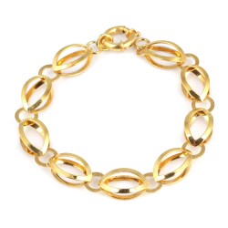 925 Ayar Gümüş Badem Çift Taraflı Zincir Bileklik, Sarı - Nusrettaki