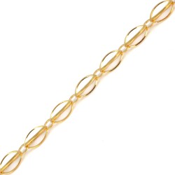 925 Ayar Gümüş Badem Çift Taraflı Zincir Bileklik, Sarı - 4