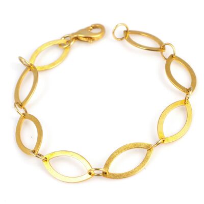 925 Ayar Gümüş Badem Model Zincir Bileklik, Sarı - 1