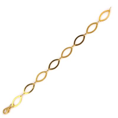 925 Ayar Gümüş Badem Model Zincir Bileklik, Sarı - 2