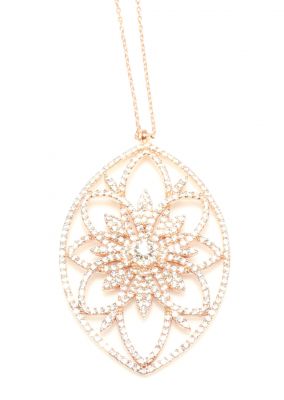 925 Sterling Silver Necklace with Almond-Shaped Stone - 6