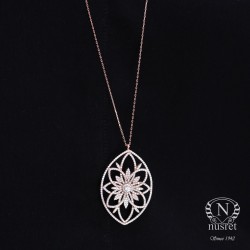 925 Sterling Silver Necklace with Almond-Shaped Stone - 7