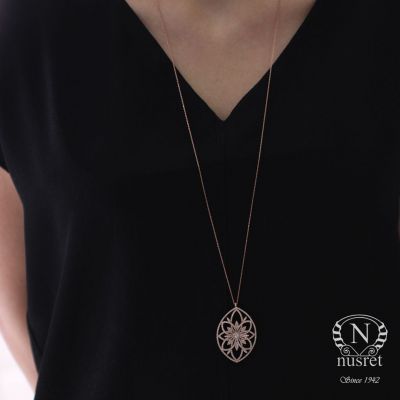 925 Sterling Silver Necklace with Almond-Shaped Stone - 5