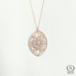925 Sterling Silver Necklace with Almond-Shaped Stone - 4
