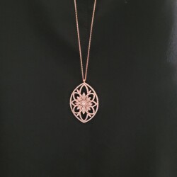 925 Sterling Silver Necklace with Almond-Shaped Stone - 3