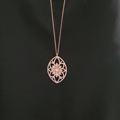 925 Sterling Silver Necklace with Almond-Shaped Stone - 3