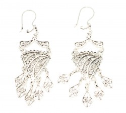 925 Silver Chandelier Filigree Earrings , Triangle Design - Nusrettaki (1)