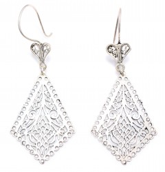 925 Silver Authentic Patterns Dangle Filigree Earrings - Nusrettaki