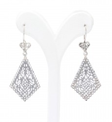 925 Silver Authentic Patterns Dangle Filigree Earrings - Nusrettaki (1)