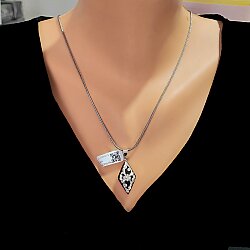 925 Ayar Gümüş Baklava Model Oltu Taşı El işi Kolye - Nusrettaki