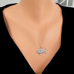 925 Ayar Gümüş Balık Charm Kolye - Nusrettaki