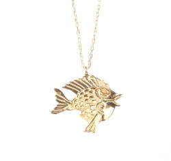Sterling Silver Fish Trend Charm Necklace, Gold Vermeil - 3