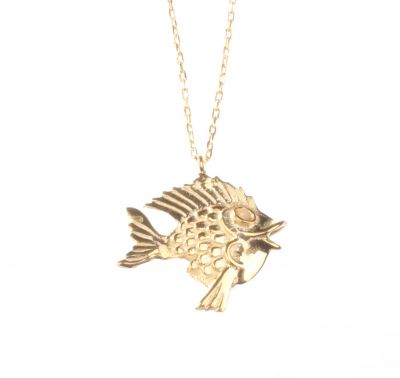 Sterling Silver Fish Trend Charm Necklace, Gold Vermeil - 3
