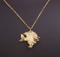 Sterling Silver Fish Trend Charm Necklace, Gold Vermeil - 4