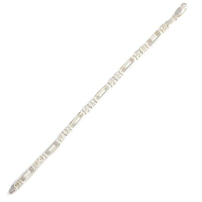 925 Ayar Gümüş Basık Şarnel Kral Zincir Bileklik - 2