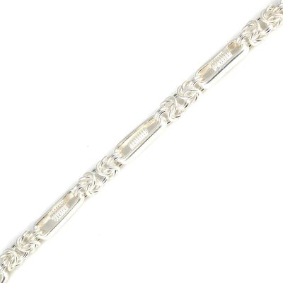 925 Ayar Gümüş Basık Şarnel Kral Zincir Bileklik - 3