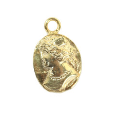 925 Ayar Gümüş Bayan Figürlü Madalyon Kolye Ucu - Thumbnail