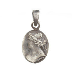 925 Ayar Gümüş Bayan Figürlü Madalyon Kolye Ucu - Nusrettaki