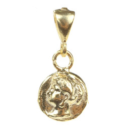 925 Ayar Gümüş Bayan Figürü Madalyon Kolye Ucu - Thumbnail