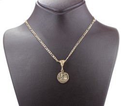 925 Ayar Gümüş Bereket Sembolü Madalyon Kolye, Sarı - 4