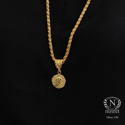 925 Ayar Gümüş Bereket Simgesi Madalyon Kolye, Sarı - 3