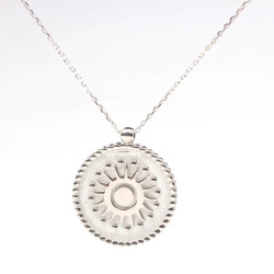 925 Ayar Gümüş Beyaz Altın Kaplama Desenli Madalyon Kolye - 3