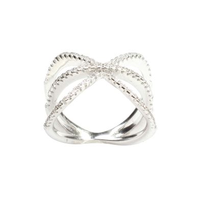 925 Ayar Gümüş Beyaz Renk, Beyaz Zirkon Taşlı Yüzük - 4