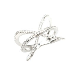 925 Ayar Gümüş Beyaz Renk, Beyaz Zirkon Taşlı Yüzük - 5