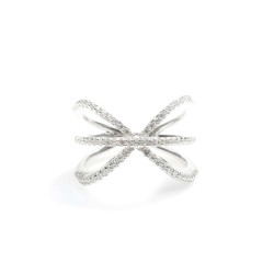 925 Ayar Gümüş Beyaz Renk, Beyaz Zirkon Taşlı Yüzük - 7