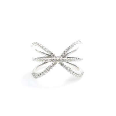 925 Ayar Gümüş Beyaz Renk, Beyaz Zirkon Taşlı Yüzük - 7