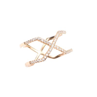 925 Ayar Gümüş Beyaz Renkli Beyaz Zirkon Taşlı Tasarım Yüzük - 2