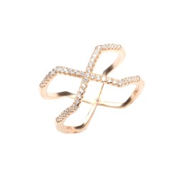 925 Ayar Gümüş Beyaz Renkli Beyaz Zirkon Taşlı Tasarım Yüzük - 3