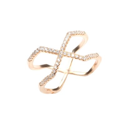 925 Ayar Gümüş Beyaz Renkli Beyaz Zirkon Taşlı Tasarım Yüzük - 3