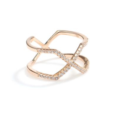 925 Ayar Gümüş Beyaz Renkli Beyaz Zirkon Taşlı Tasarım Yüzük - 4