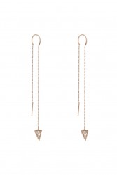 925 Rose Silver Pyramid Threader Drop Earrings, White Zircon - Nusrettaki (1)