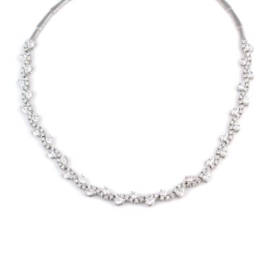 925 Ayar Gümüş Beyaz Taşlı Su Yolu Model Kolye - 3