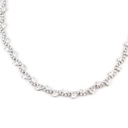 925 Ayar Gümüş Beyaz Taşlı Su Yolu Model Kolye - 4