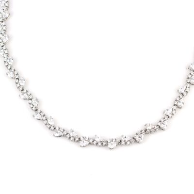 925 Ayar Gümüş Beyaz Taşlı Su Yolu Model Kolye - 4