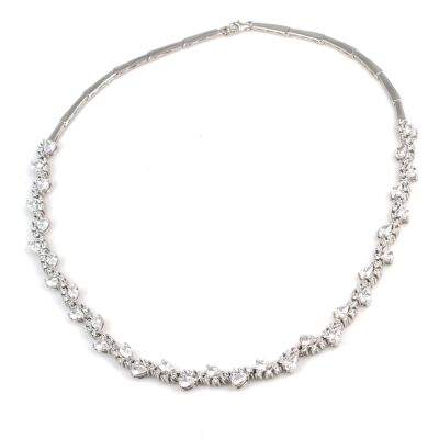 925 Ayar Gümüş Beyaz Taşlı Su Yolu Model Kolye - 2