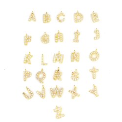 925 Ayar Gümüş Beyaz Taşlı Tek Harf Kolye - Nusrettaki (1)