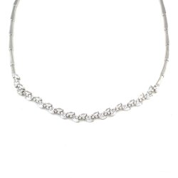 925 Ayar Gümüş Beyaz Taşlı Yaprak Su Yolu Model Kolye - 3