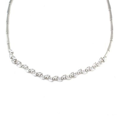 925 Ayar Gümüş Beyaz Taşlı Yaprak Su Yolu Model Kolye - 3