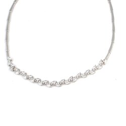 925 Ayar Gümüş Beyaz Taşlı Yaprak Su Yolu Model Kolye - 4