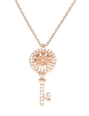 925 Ayar Gümüş Beyaz Taşlı Yuvarlak Anahtar Kolye - 6