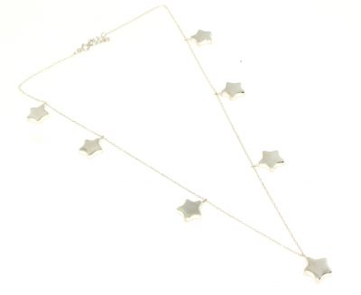 925 Ayar Gümüş 7 Sıra Yıldız Kolye, Beyaz - 2