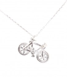 Sterling Silver Bicycle Pendant Necklace, White Gold Vermeil - Nusrettaki (1)
